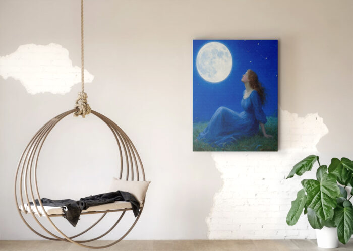 Woman in Blue Dress under a Starry Sky - Image 3